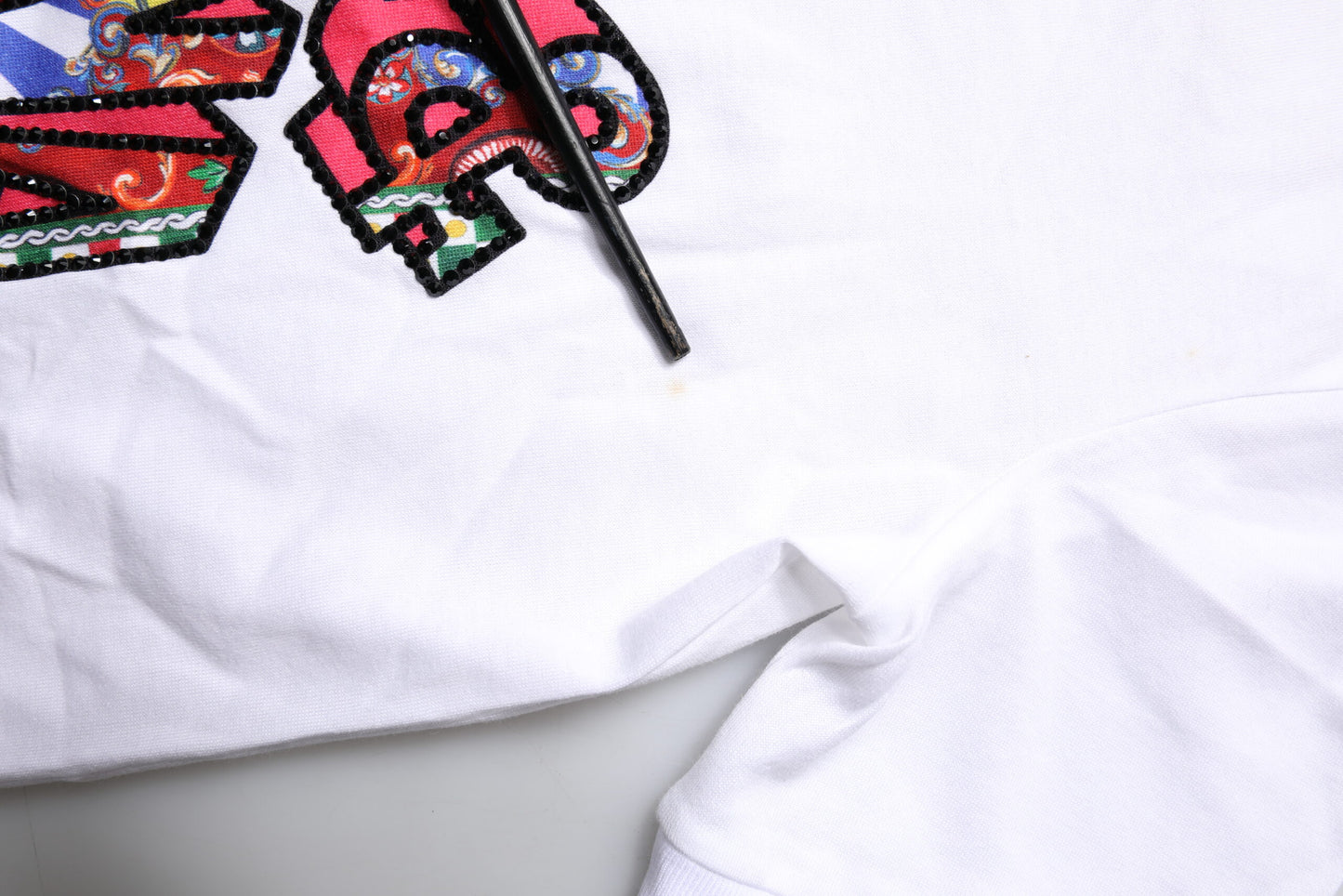 Dolce &amp; Gabbana Vit bomulls-t-shirt med logotyp och rund halsringning