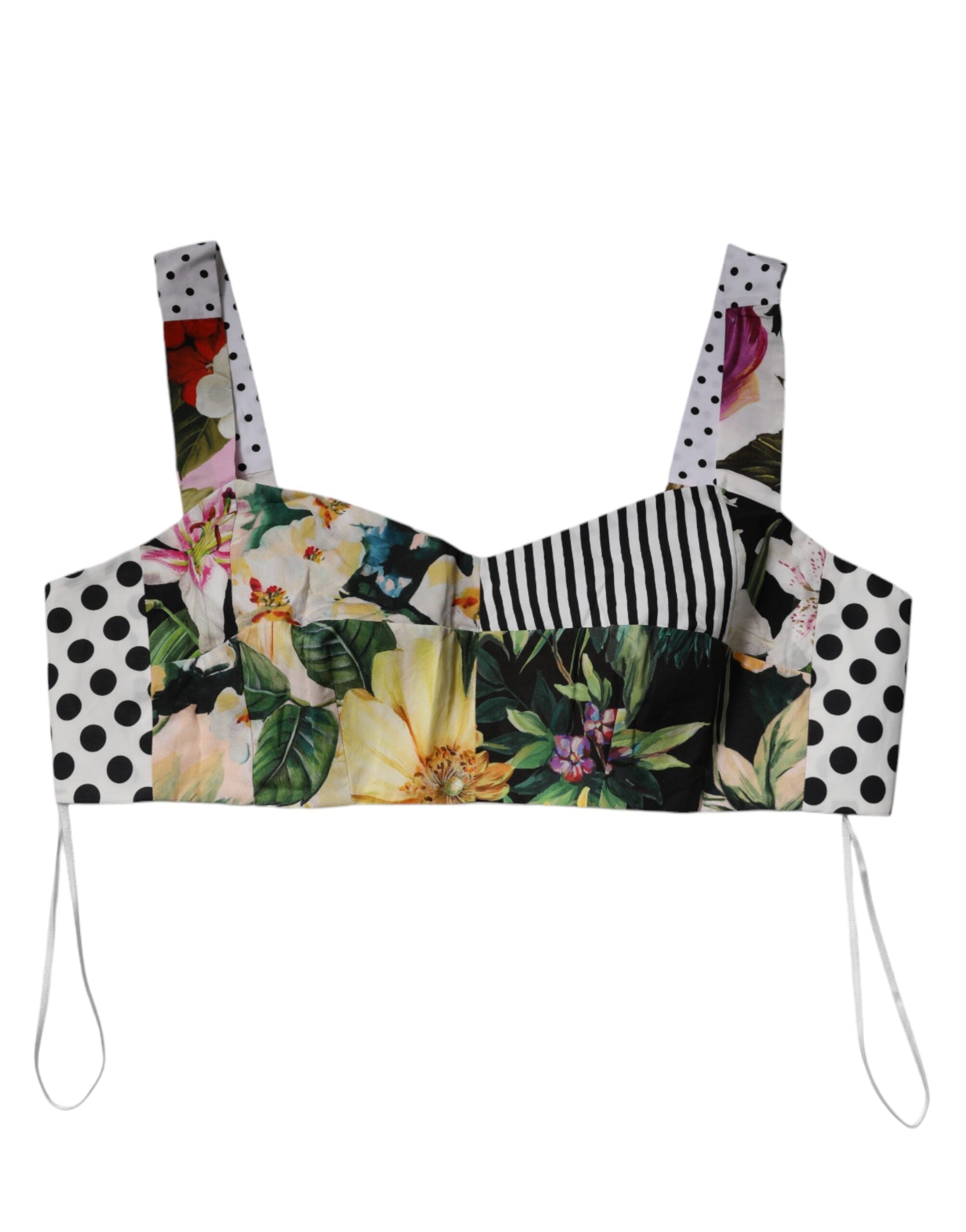 Dolce & Gabbana Multicolor Sweetheart Neck Patchwork Crop Top