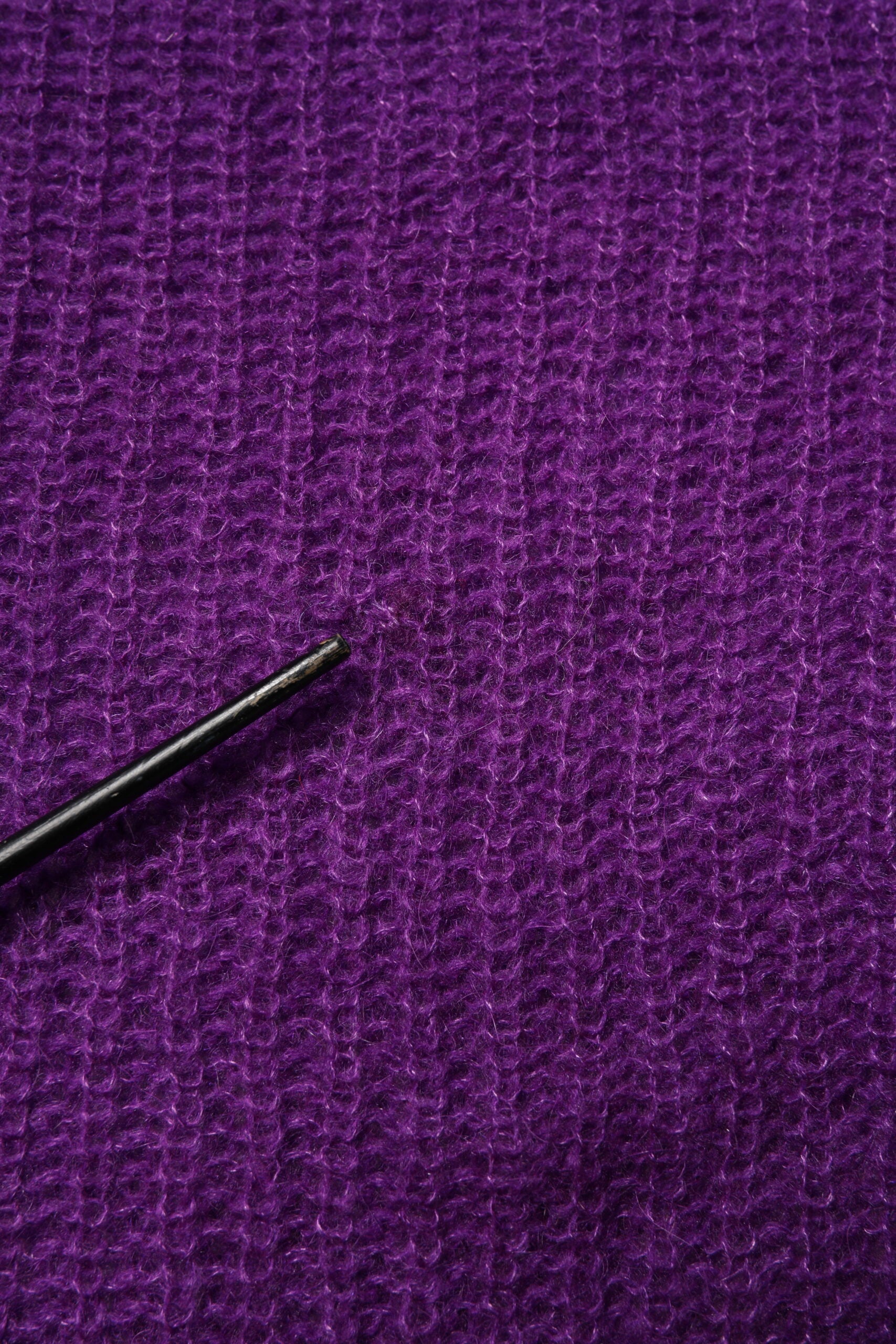 Violett Stickad Långärmad Rundhalsad Tröja