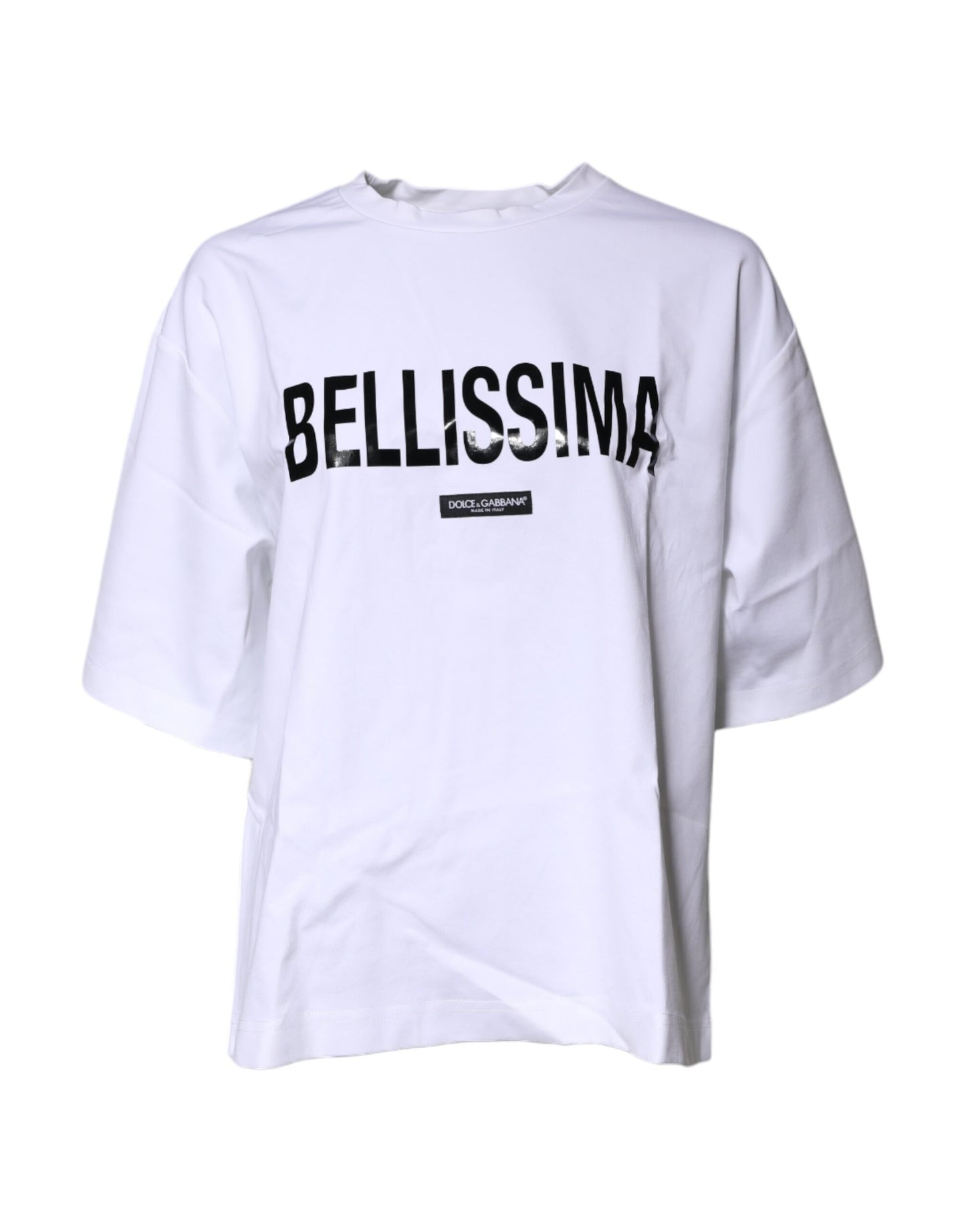 Dolce &amp; Gabbana Vit Bellissima Bomulls-T-shirt Med Rund Hals