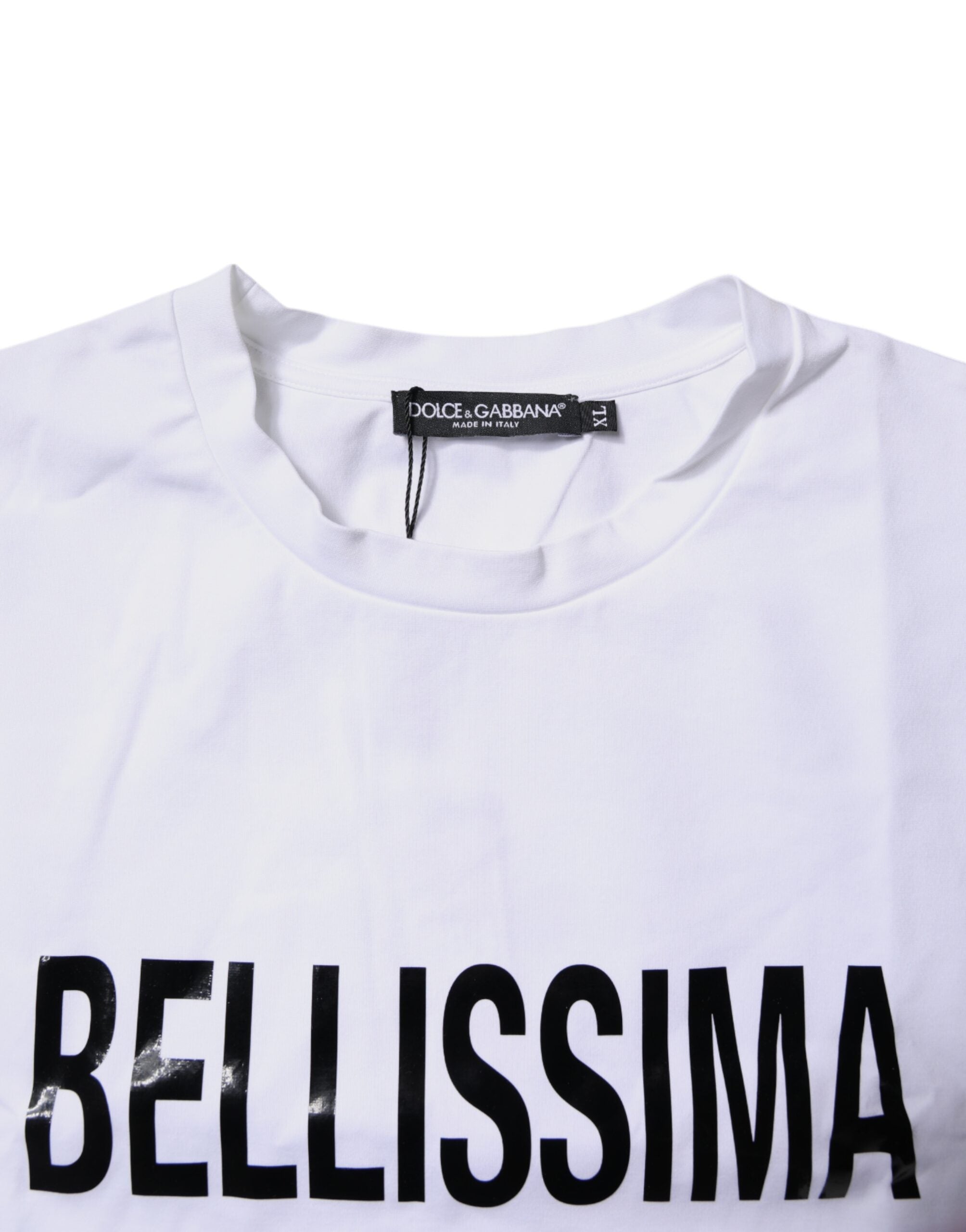 Dolce & Gabbana White Bellissima Cotton Crew Neck T-shirt