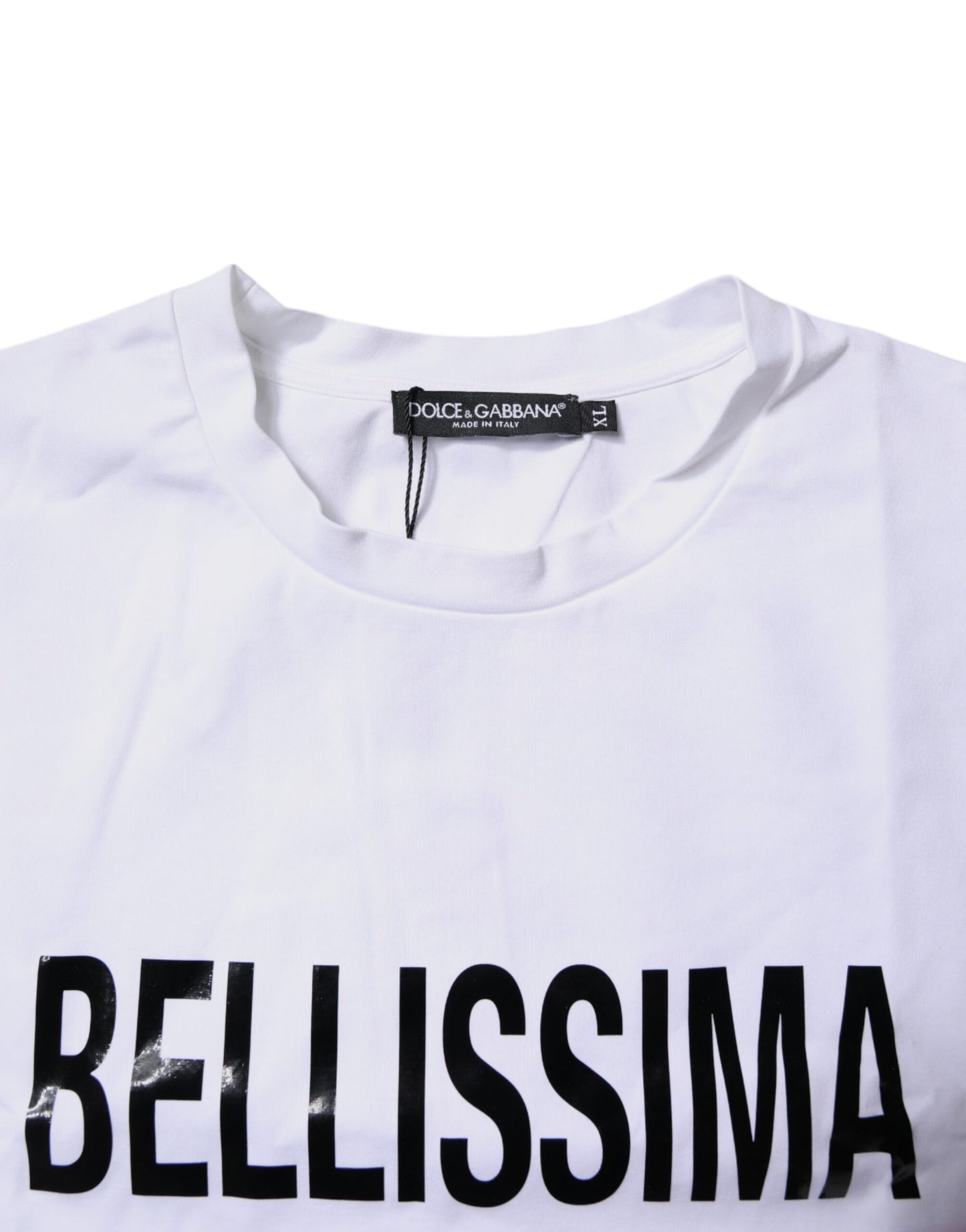 Dolce &amp; Gabbana Vit Bellissima Bomulls-T-shirt Med Rund Hals