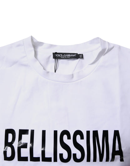 Dolce &amp; Gabbana Vit Bellissima Bomulls-T-shirt Med Rund Hals