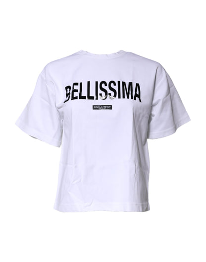 Dolce &amp; Gabbana hvit Bellissima bomulls-T-skjorte med rund hals