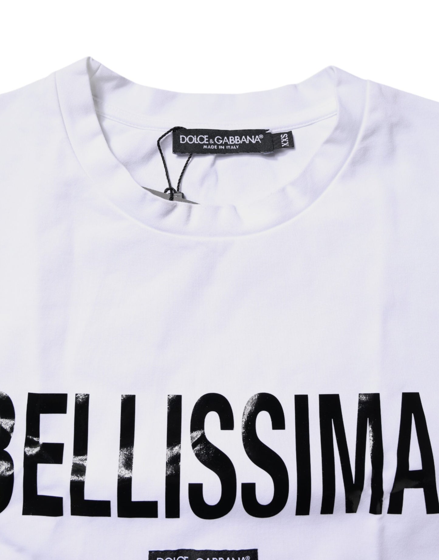 Dolce &amp; Gabbana hvit Bellissima bomulls-T-skjorte med rund hals