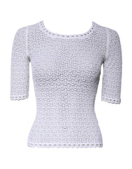 Dolce & Gabbana White Viscose Short Sleeve Crochet Top