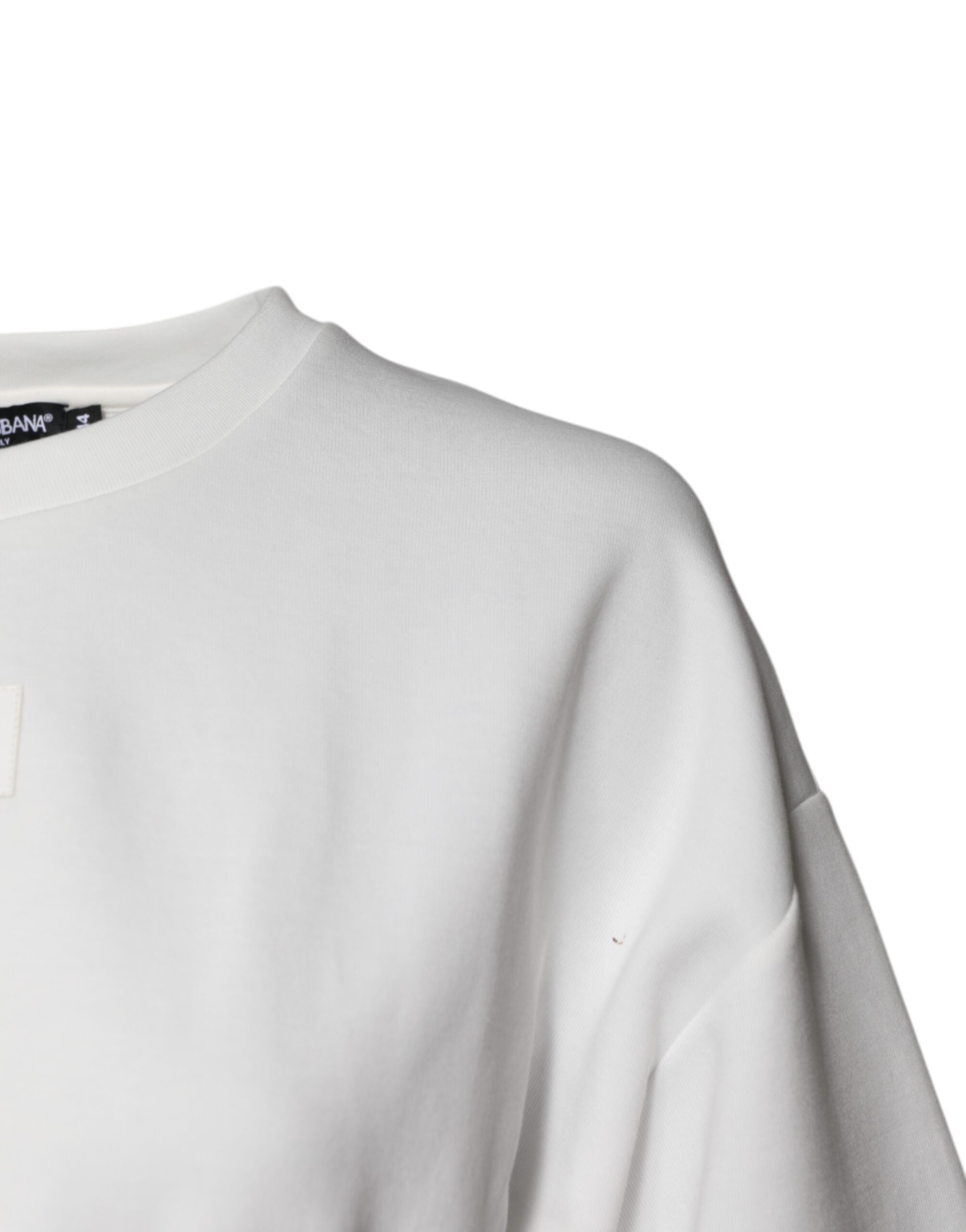 Dolce & Gabbana White Cotton Blend 3/4 Sleeves Blouse Top