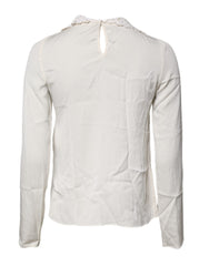 Dolce & Gabbana Cream Floral Lace Long Sleeves Blouse Top