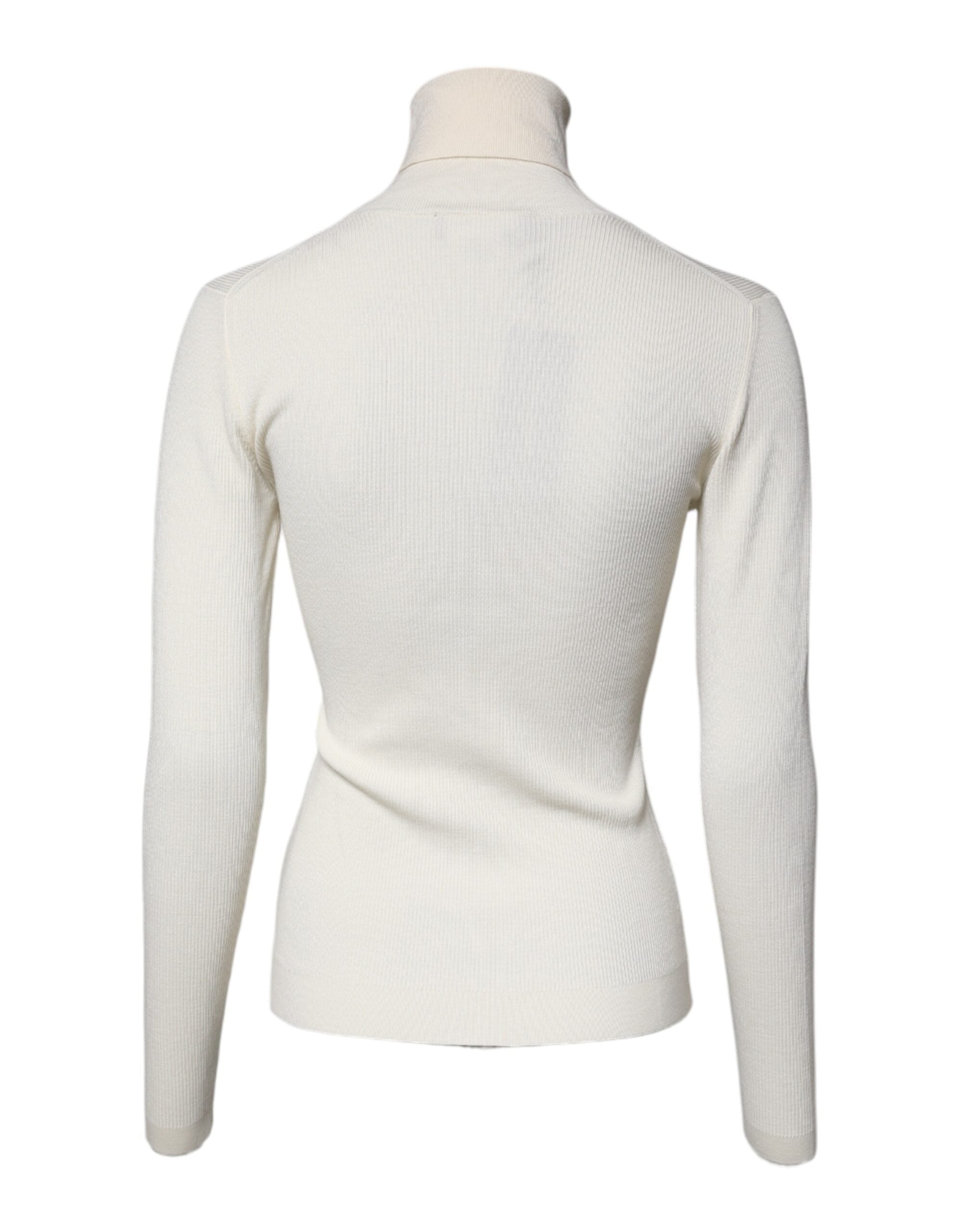 Dolce & Gabbana Cream Long Sleeves Turtleneck Slim Sweater