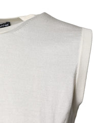Dolce & Gabbana Cream Sleeveless Silk Round Neck Tank Top