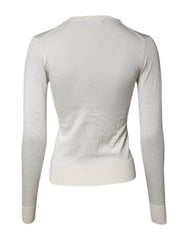 Dolce & Gabbana Cream Floral Silk Embellished Cardigan Sweater