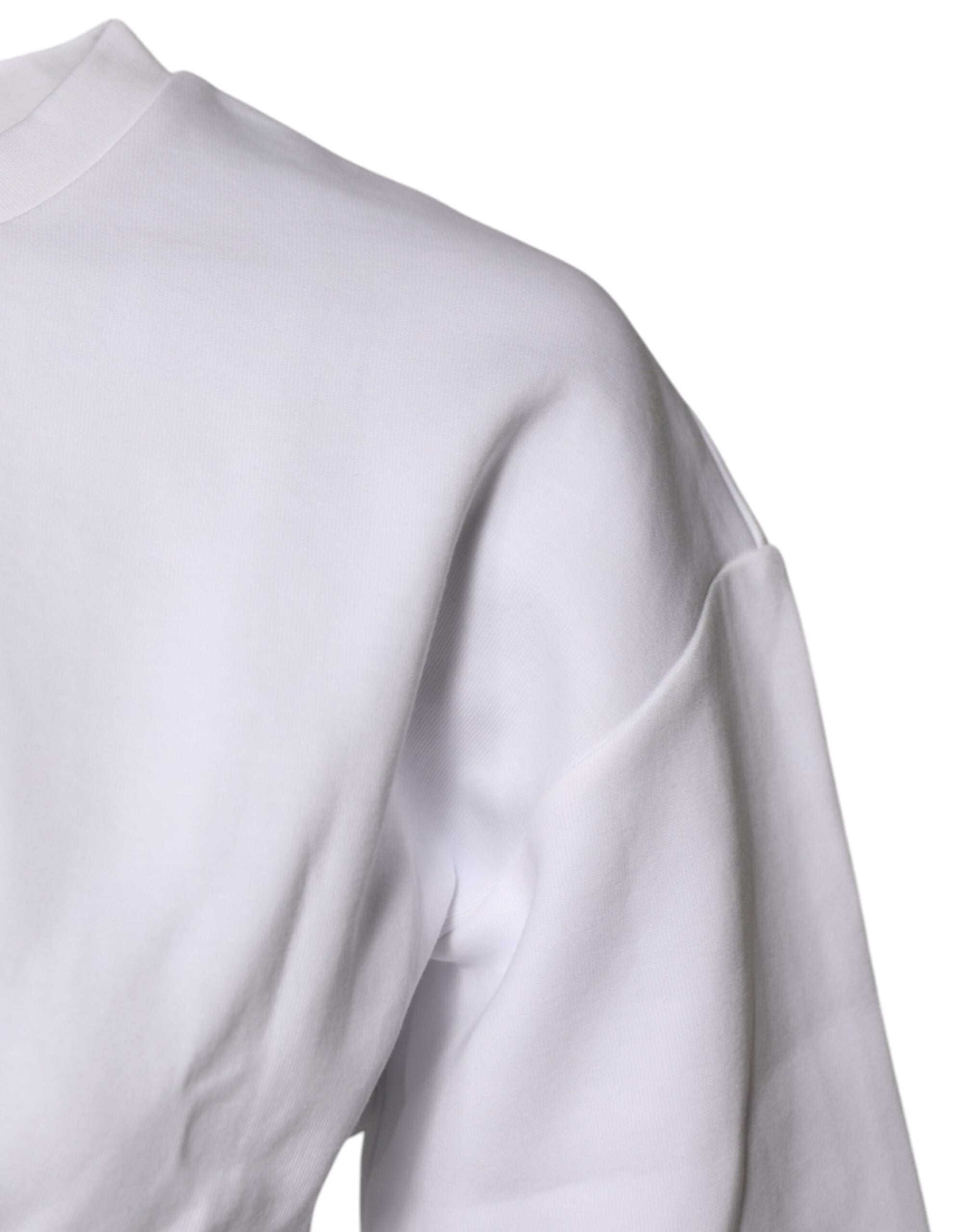 Dolce & Gabbana White Cotton Blend 3/4 Sleeves Blouse Top