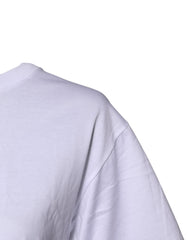 Dolce & Gabbana White Printed Round Neck Top Cotton T-shirt