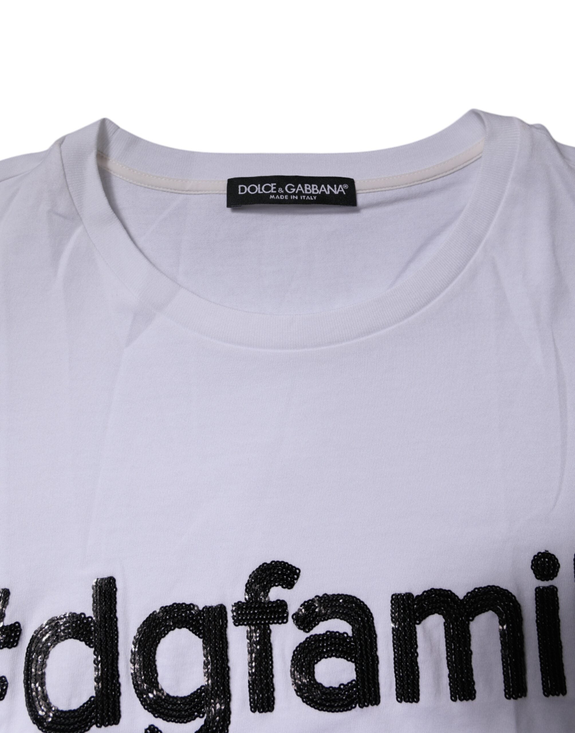 Dolce & Gabbana White #DGFAMILY Embroidery Cotton T-shirt
