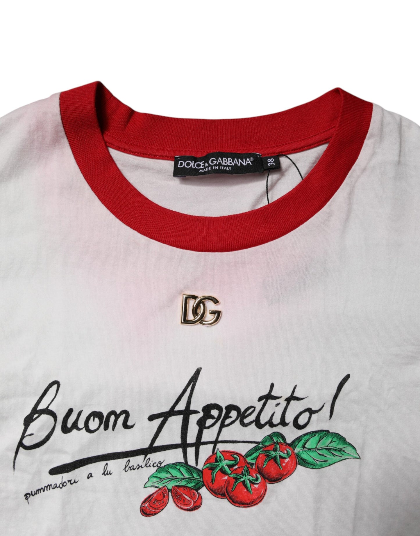 Dolce &amp; Gabbana Hvit Printet Rund Hals Kort Topp T-skjorte