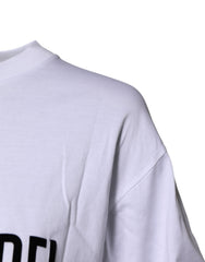 Dolce & Gabbana White Printed Round Neck Top Cotton T-shirt
