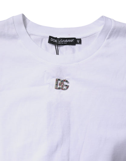 Dolce &amp; Gabbana Hvit Bomull Ermeløs Rund Hals Tanktopp
