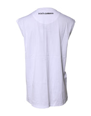 Dolce & Gabbana White Cotton Sleeveless Printed Tank T-shirt