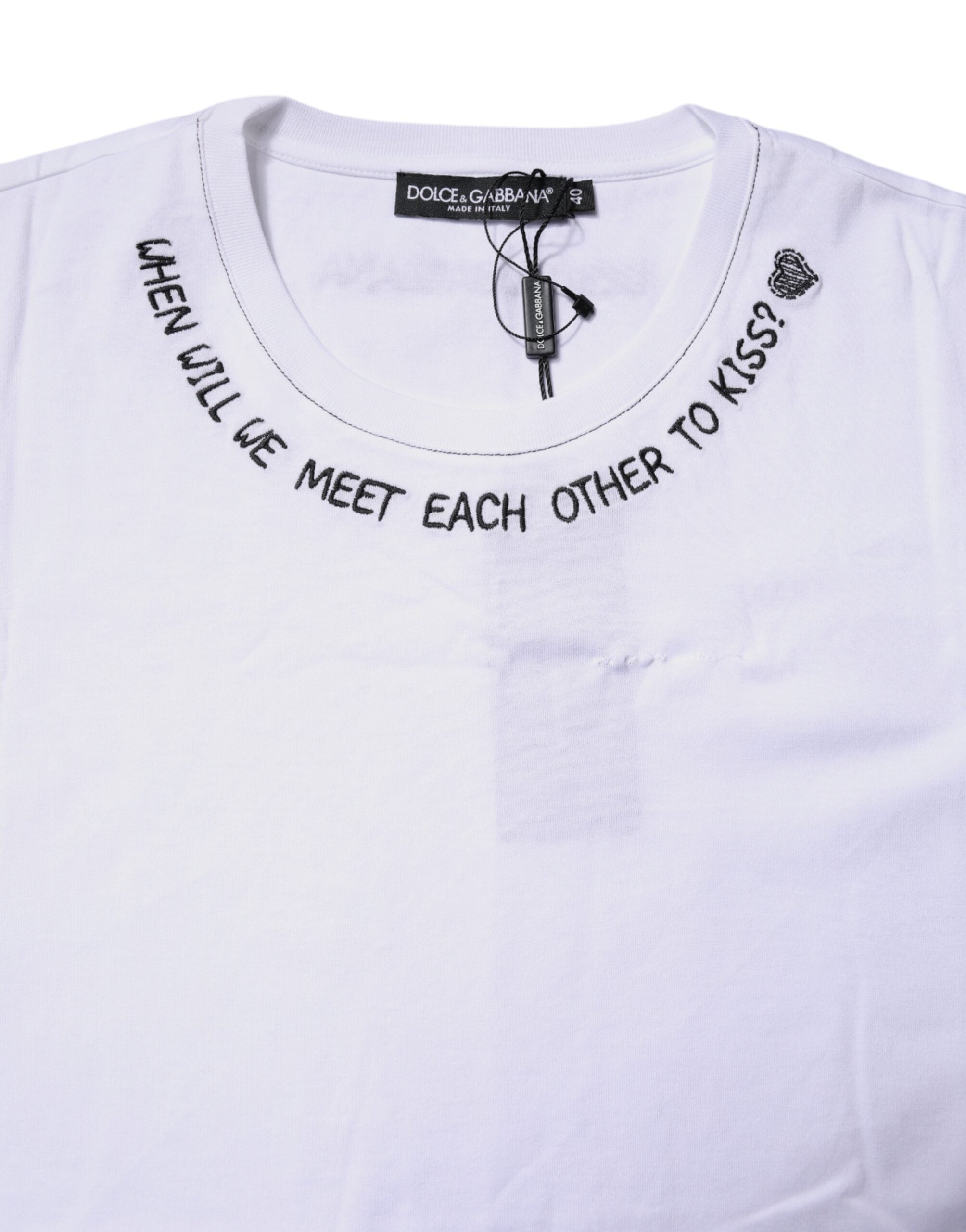 Dolce & Gabbana White Cotton Sleeveless Printed Tank T-shirt