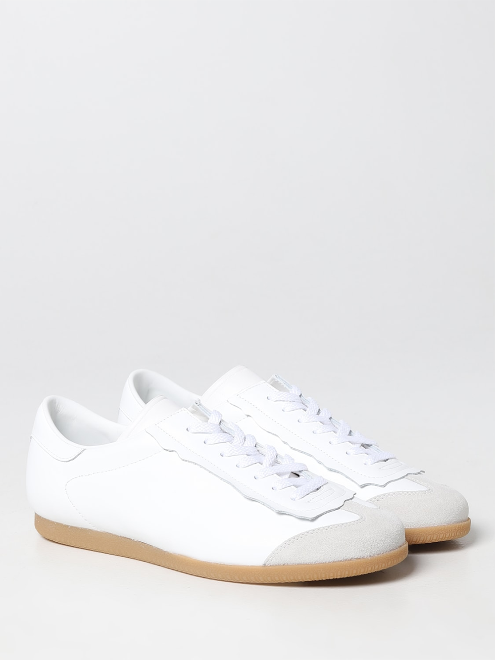 Maison Margiela Lave Fjærlette Sneakers i Skinn og Semsket Skinn