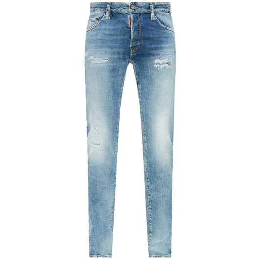 Dsquared² Blå bomulls herrjeans med smal passform