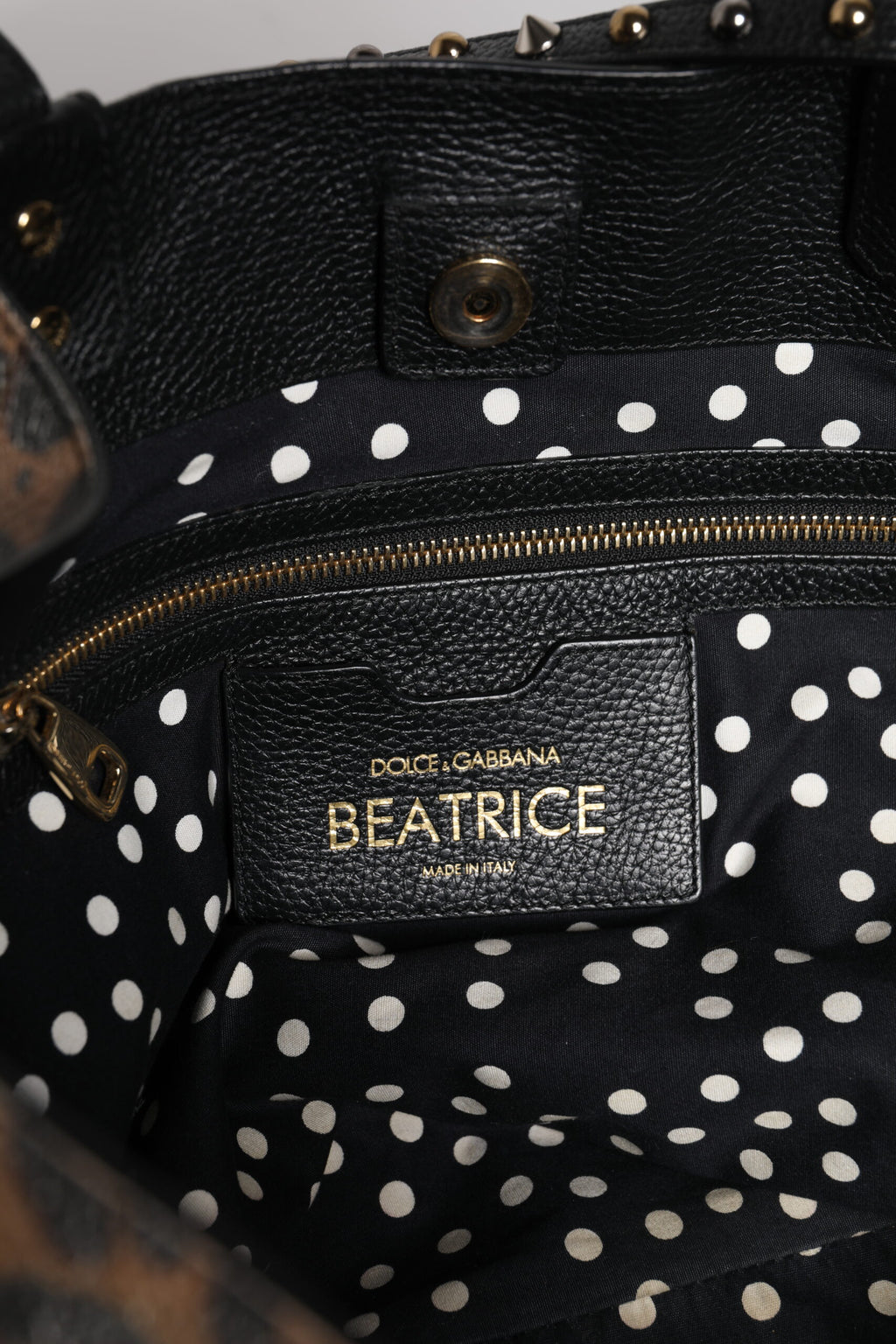 Dolce & Gabbana Brown Leopard BEATRICE Leather Logo Plaque Tote Bag