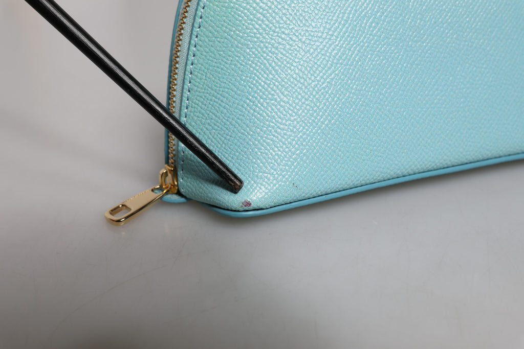 Lyseblå skinnveske Clutch Mini Purse Pouch Bag