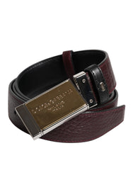 Dolce & Gabbana Black Brown Leather Metal Buckle Reversible Belt