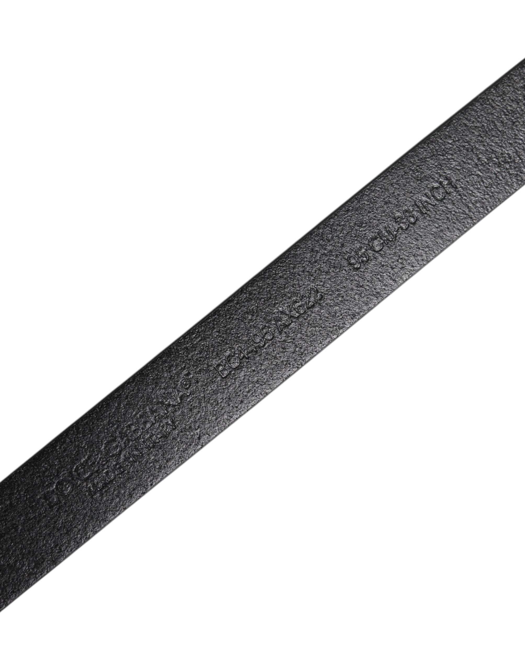 Dolce & Gabbana Black Calf Leather Gold Metal Buckle Belt