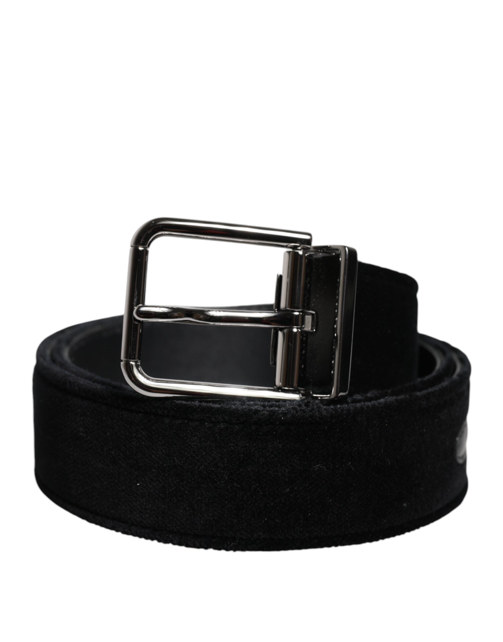 Dolce & Gabbana Black Cotton Silver Tone Metal Buckle Belt
