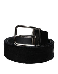 Dolce & Gabbana Black Cotton Silver Tone Metal Buckle Belt