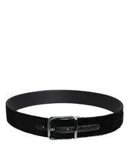 Dolce & Gabbana Black Cotton Silver Tone Metal Buckle Belt