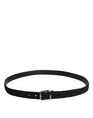 Dolce & Gabbana Black Cotton Blend Silver Metal Buckle Belt