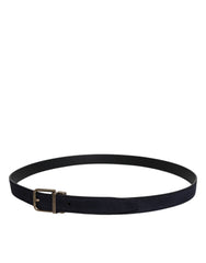 Dolce & Gabbana Black Goat Leather Metal Buckle Classic Belt