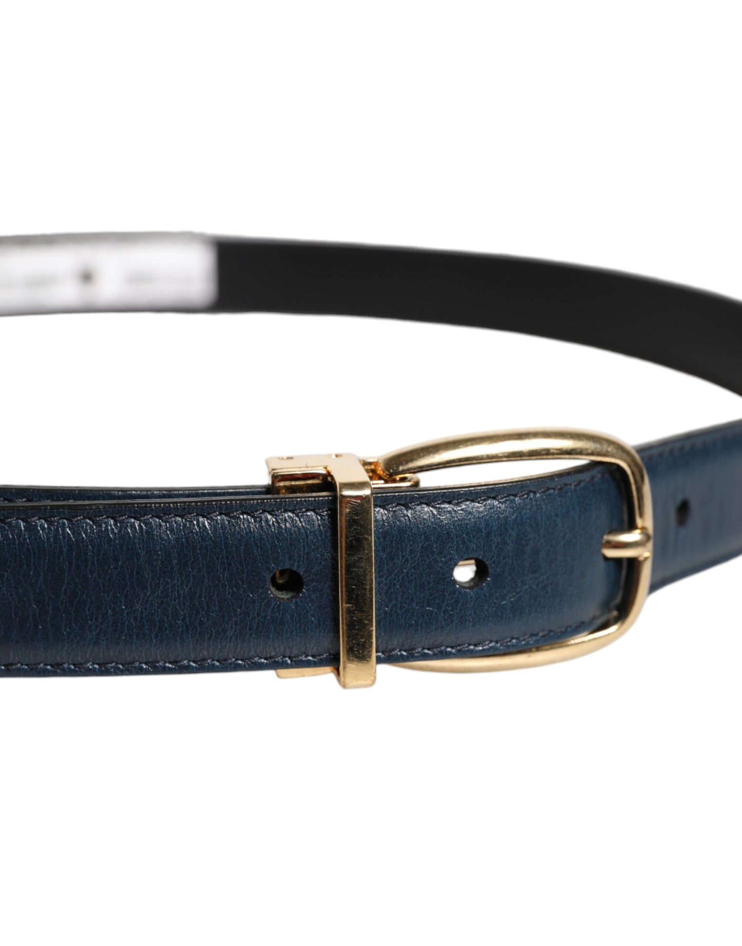Dolce & Gabbana Blue Leather Metal Buckle Classic Belt