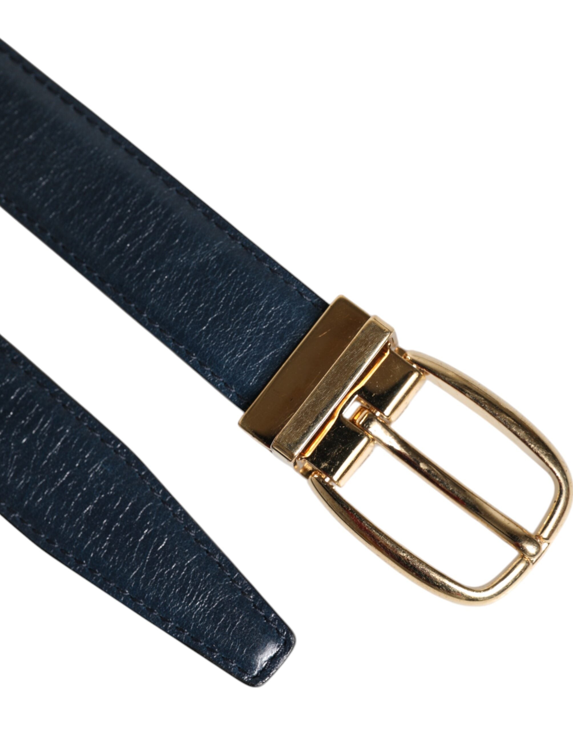 Dolce & Gabbana Blue Leather Metal Buckle Classic Belt