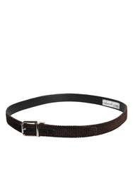 Dolce & Gabbana Brown Velvet Metal Buckle Classic Belt