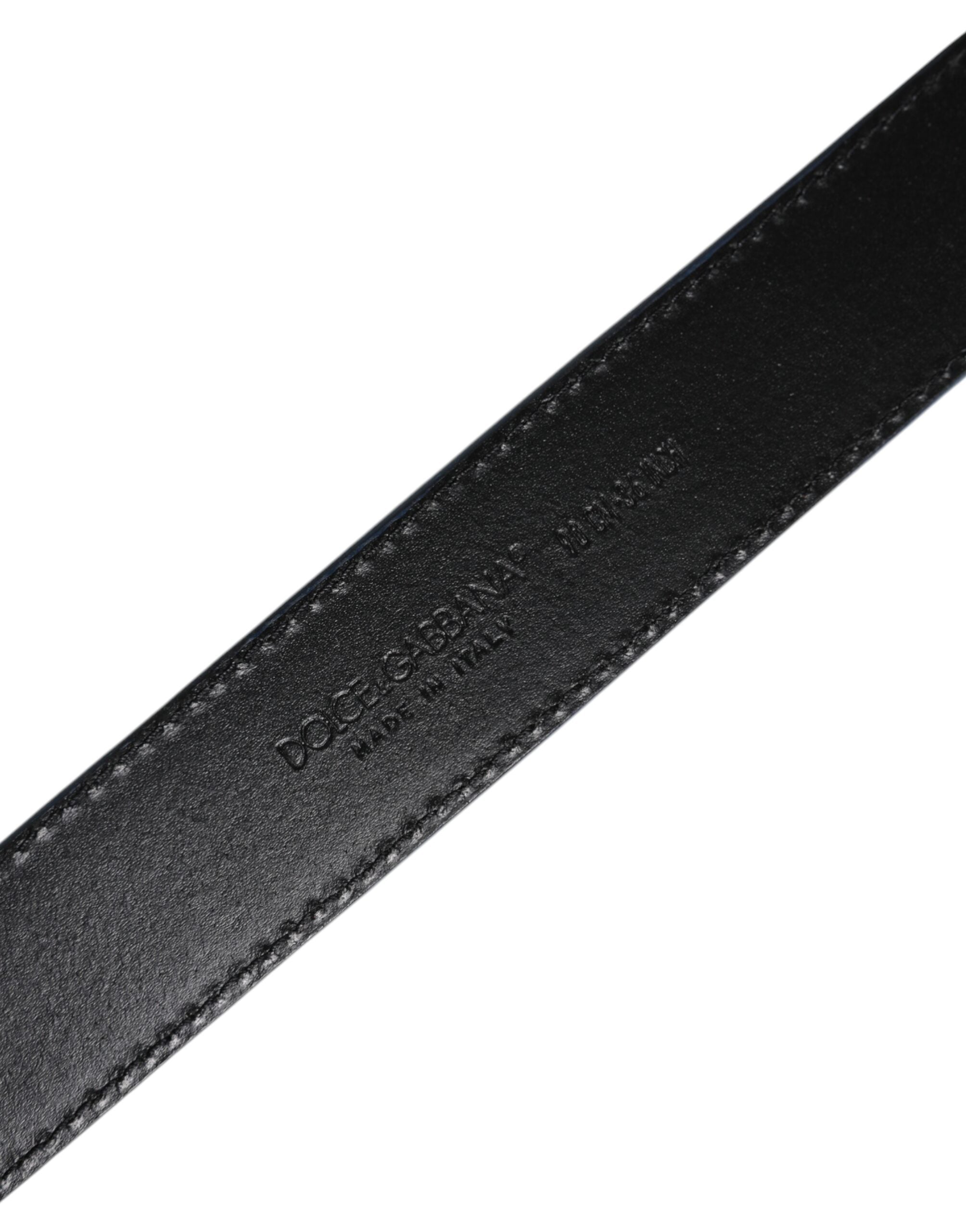 Dolce & Gabbana Blue Beige Leather Weaved Metal Buckle Belt