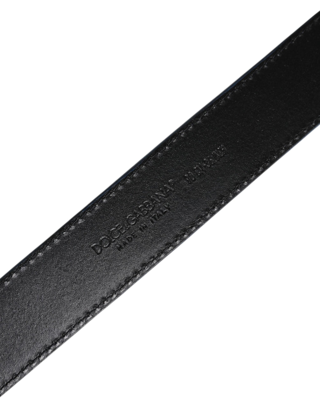 Blåbeige läderbälte med vävt metallspänne