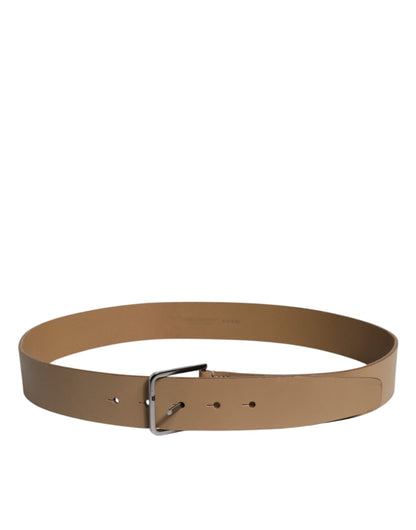 Dolce & Gabbana Brown Leather Classic Metal Logo Buckle Belt