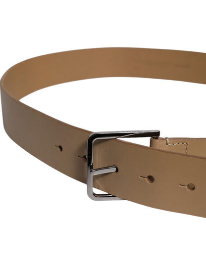 Dolce & Gabbana Brown Leather Classic Metal Logo Buckle Belt