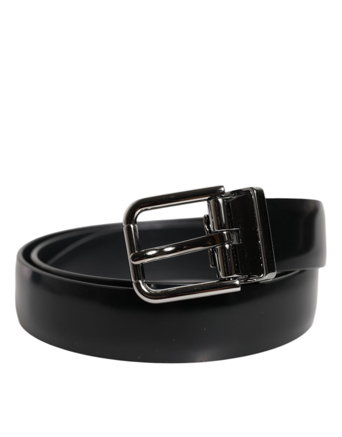 Dolce & Gabbana Black Solid Leather Classic Waist Buckle Belt