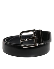 Dolce & Gabbana Black Solid Leather Classic Waist Buckle Belt