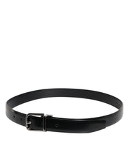 Dolce & Gabbana Black Solid Leather Classic Waist Buckle Belt