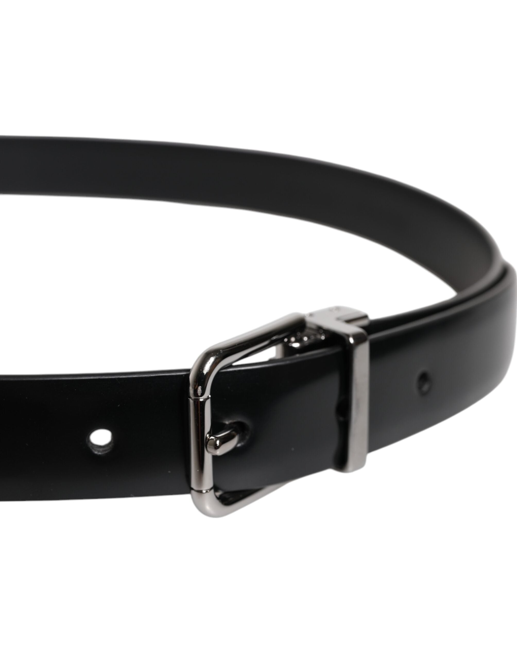 Dolce & Gabbana Black Solid Leather Classic Waist Buckle Belt
