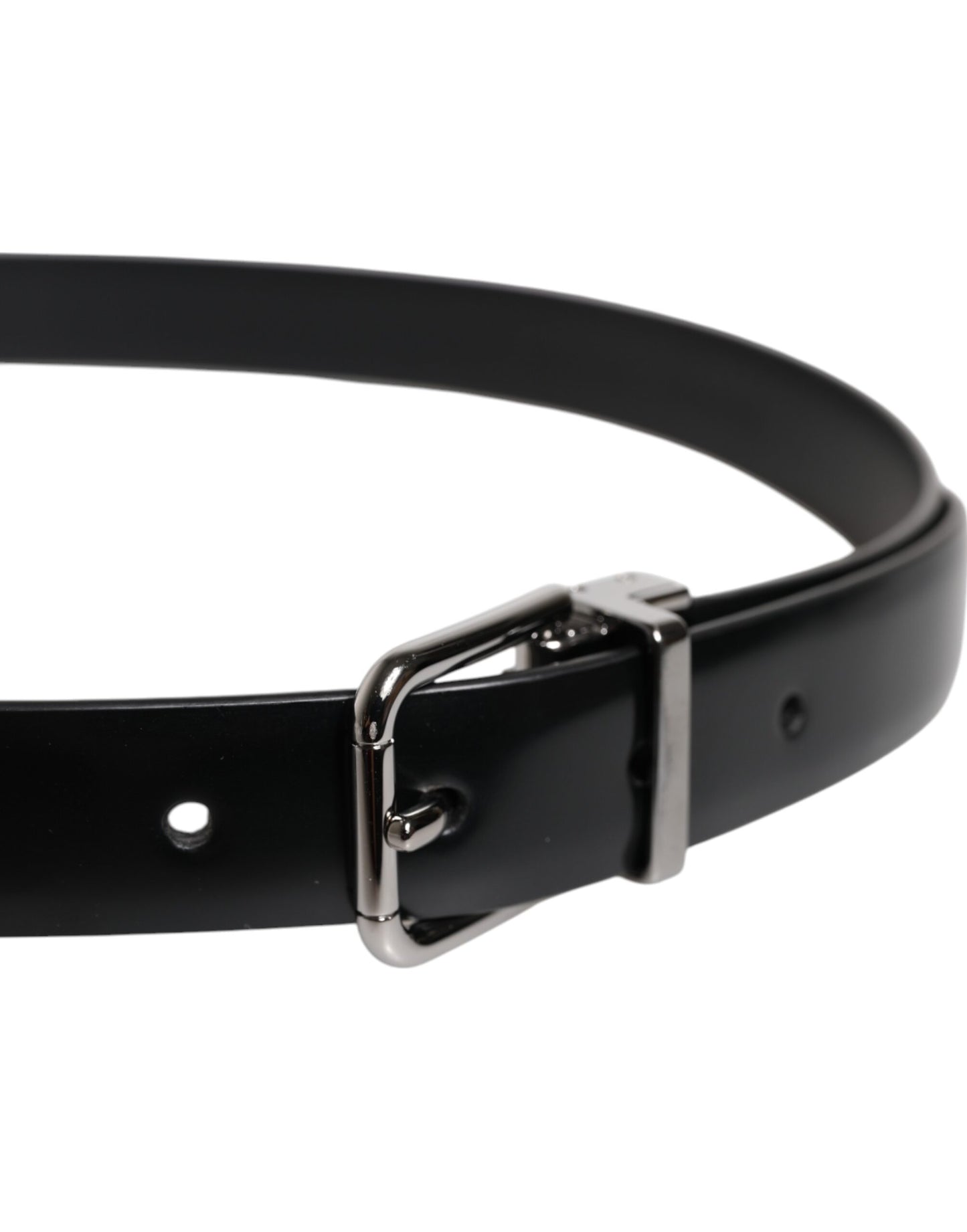 Dolce & Gabbana Black Solid Leather Classic Waist Buckle Belt