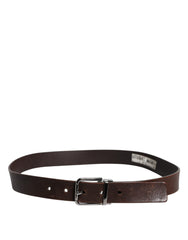 Dolce & Gabbana Brown Leather Classic Metal Logo Buckle Belt