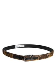 Dolce & Gabbana Multicolor Jacquard Leather Logo Buckle Belt