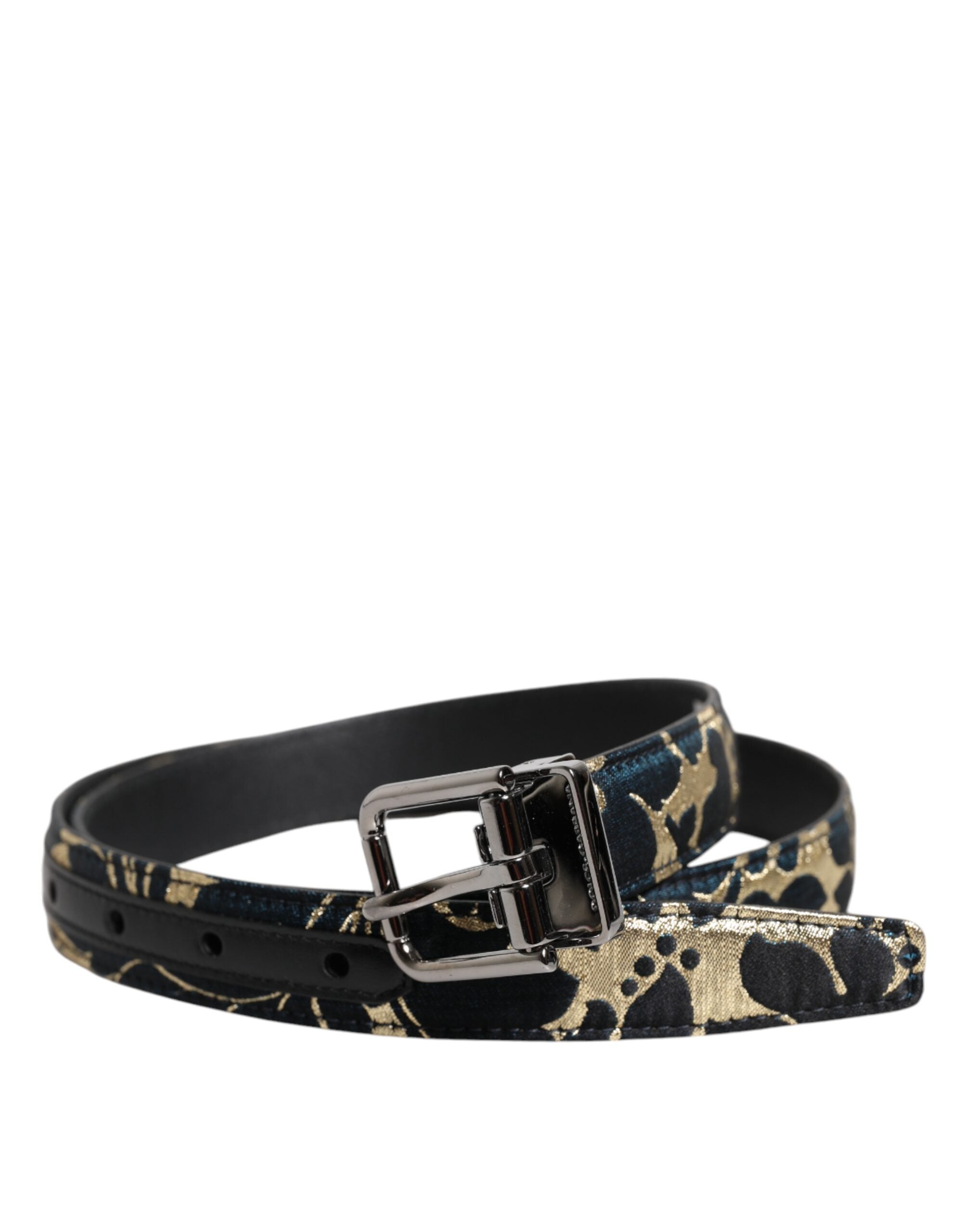 Flerfarget jacquard-skinnbelte med logospenne