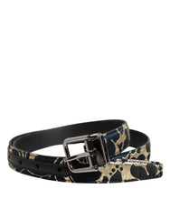 Dolce & Gabbana Multicolor Jacquard Leather Logo Buckle Belt